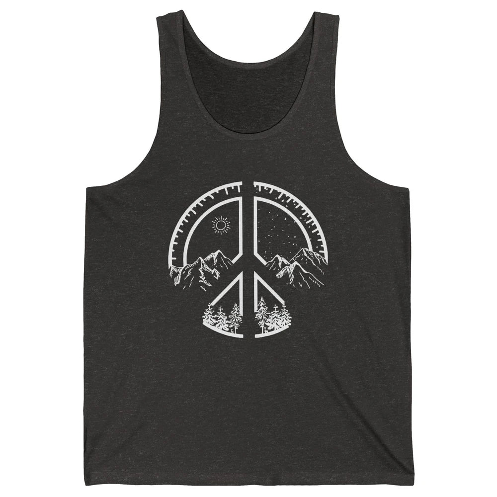 Peace Love Hiking Mountain Hikers Exploring Nature Camping Unisex Jersey Tank