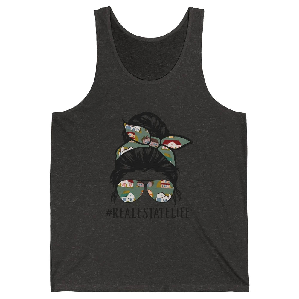 Real Estate Wife Life Messy Bun Mom Realtor Women Close Deal Unisex Jersey Tank