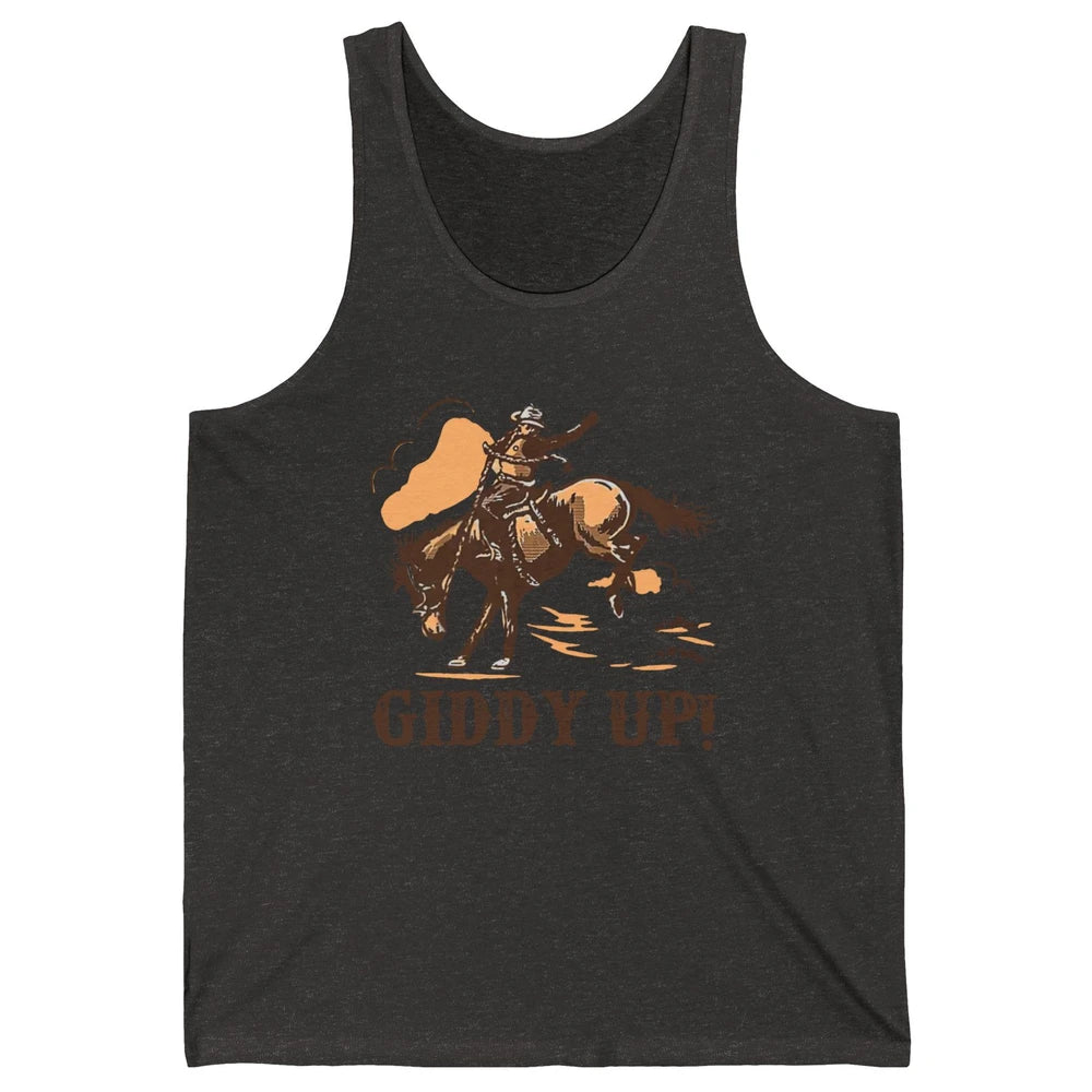 Retro Cowboy Rodeo Giddy Up Hold Your Horses Western Country Unisex Jersey Tank