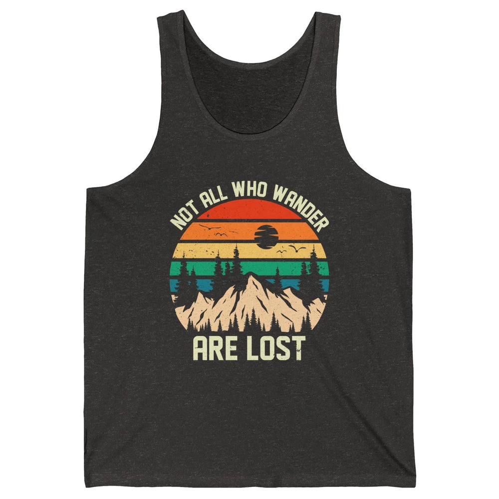Retro Mountain Sunset Camping Not All Who Wander Are Lost Unisex Jersey Tank