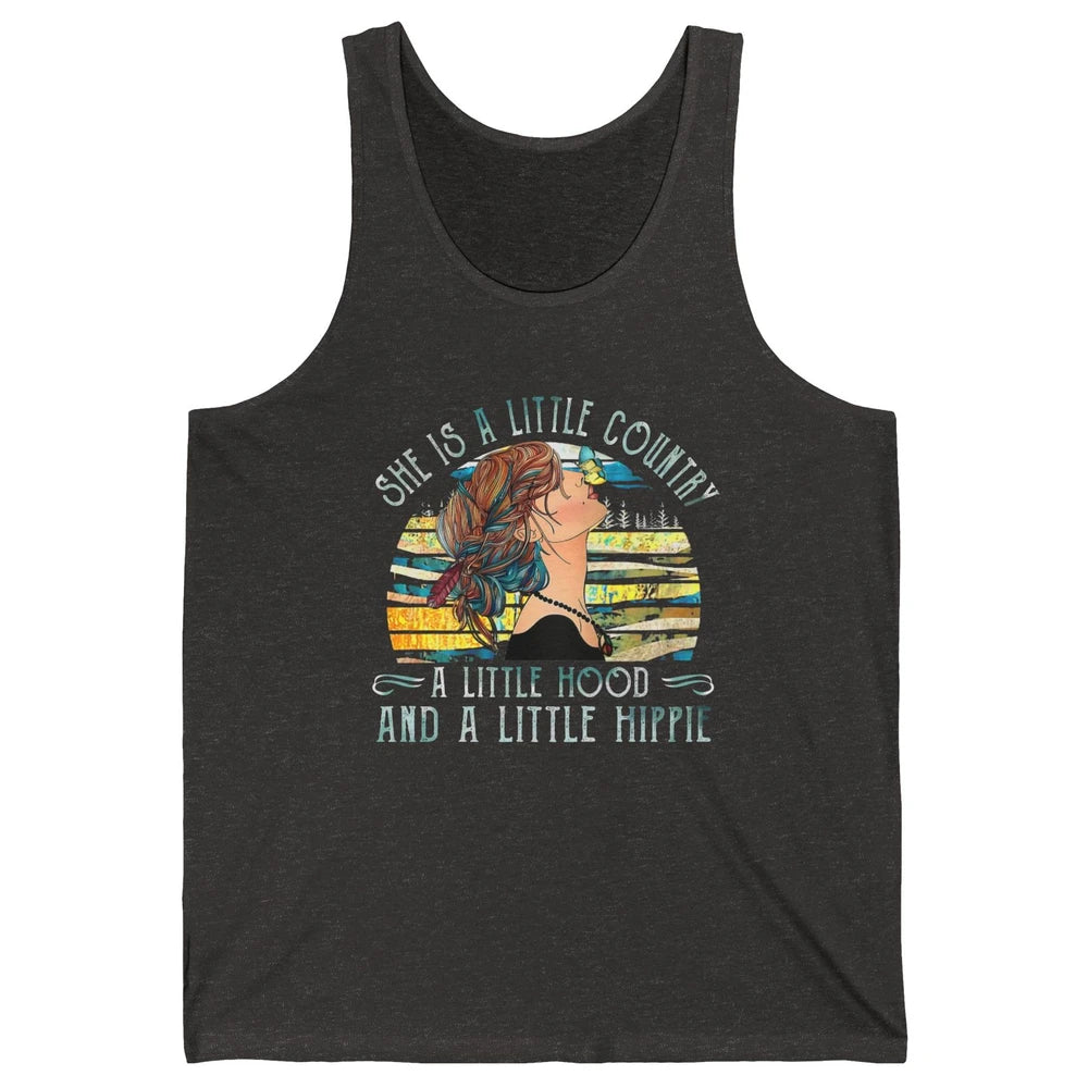 Retro Hippie Girl She's A Little Country A Little Hood Peace Unisex Jersey Tank