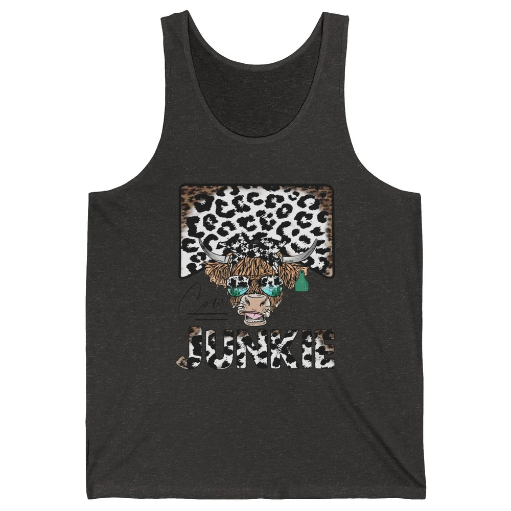 Leopard Highland Cow Bandana Cow Junkie Western Country Unisex Jersey Tank