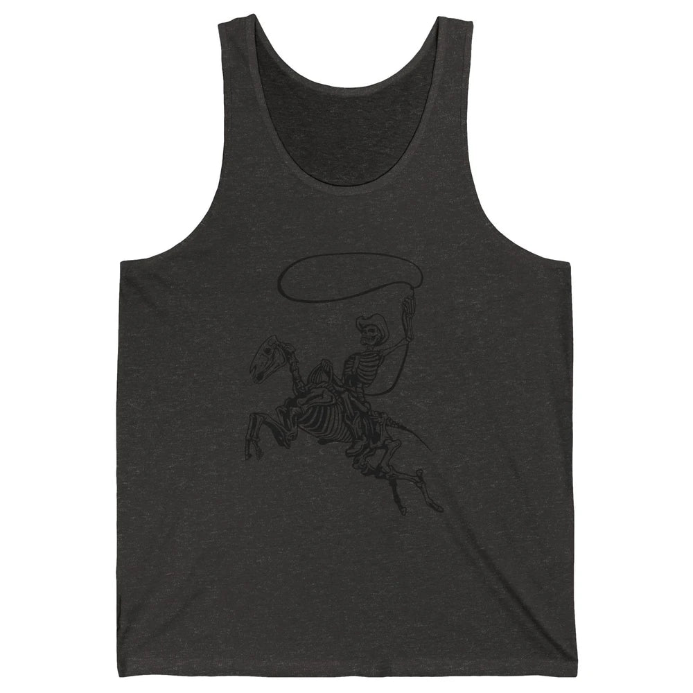 Retro Cowboy Skeleton Lassoing Western Country Horse Lovers Unisex Jersey Tank