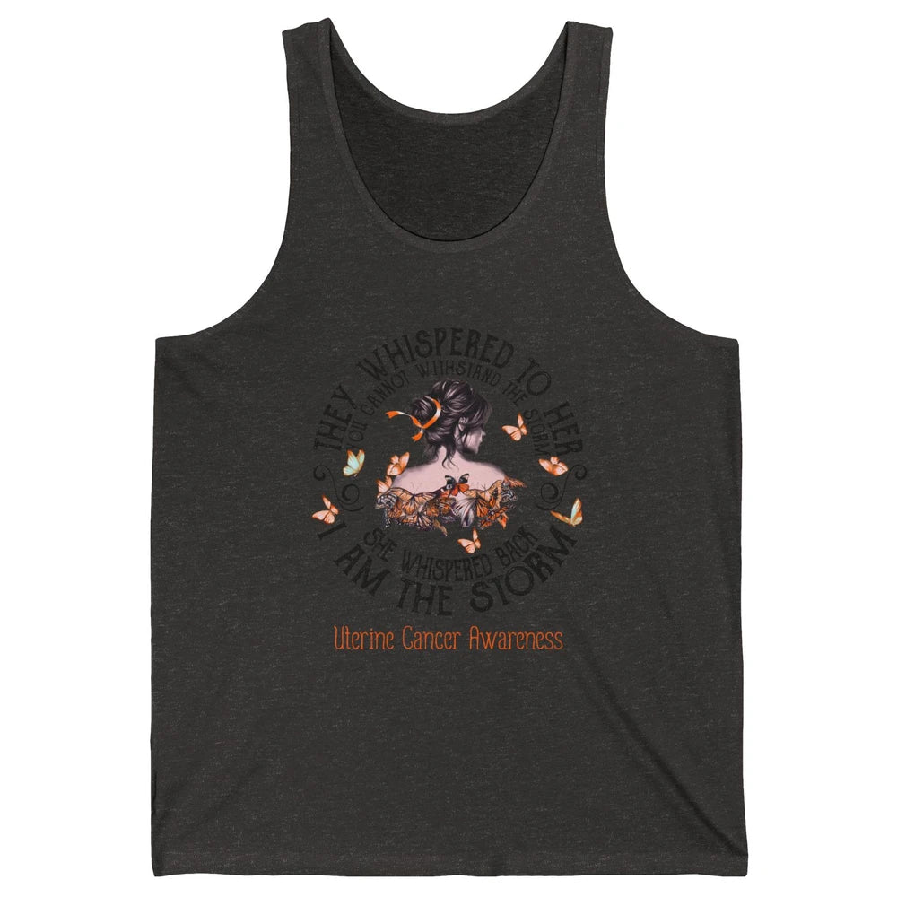 Peach The Storm Strong Woman Uterine Cancer Month Warrior Unisex Jersey Tank
