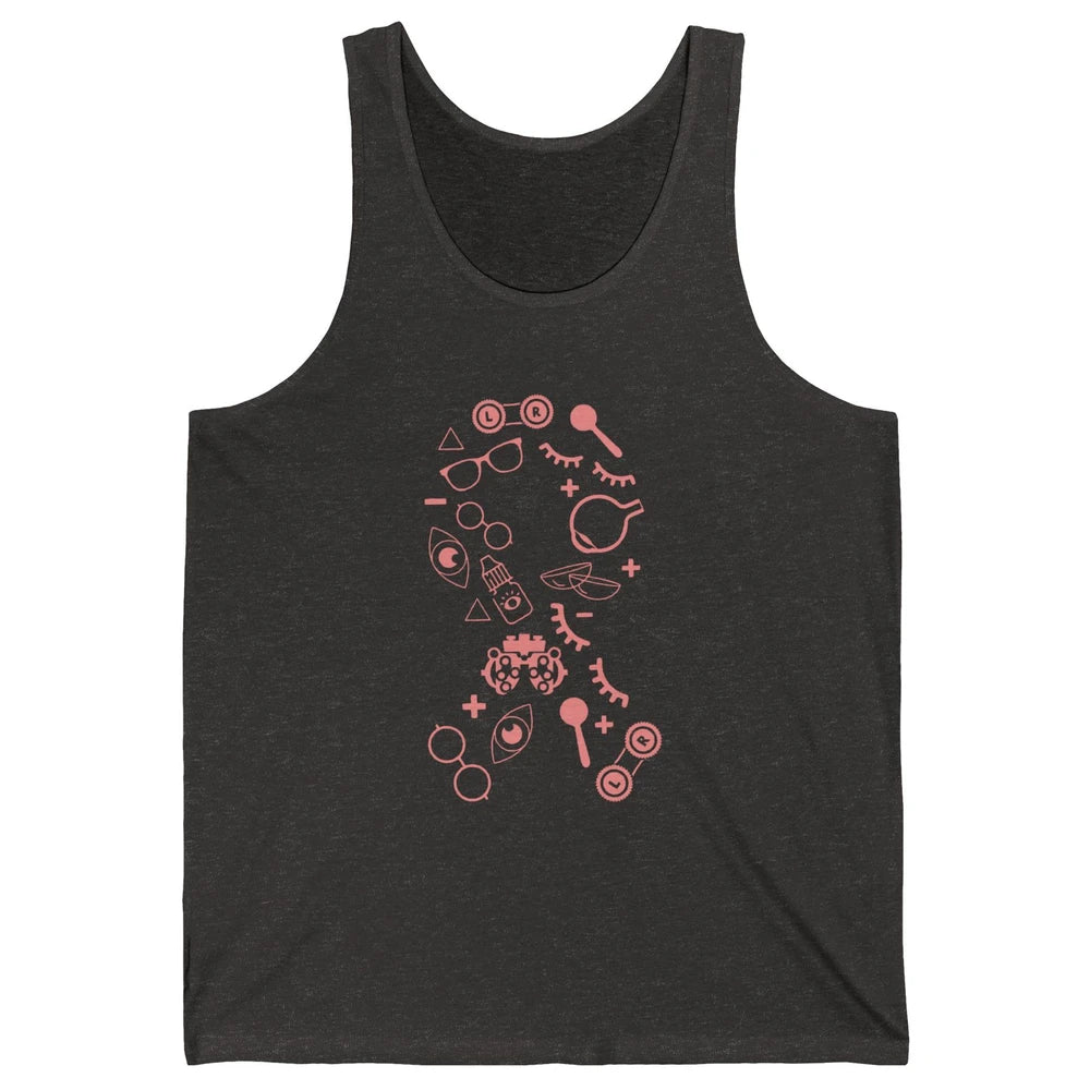 Optical Symbol Pink Ribbon Breast Cancer Support Optometrist Unisex Jersey Tank