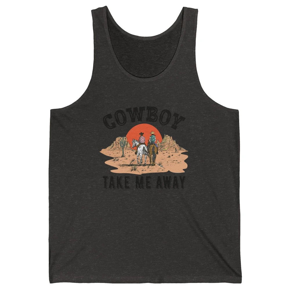 Retro Desert Sunset Cowboy Take Me Away Western Country Unisex Jersey Tank
