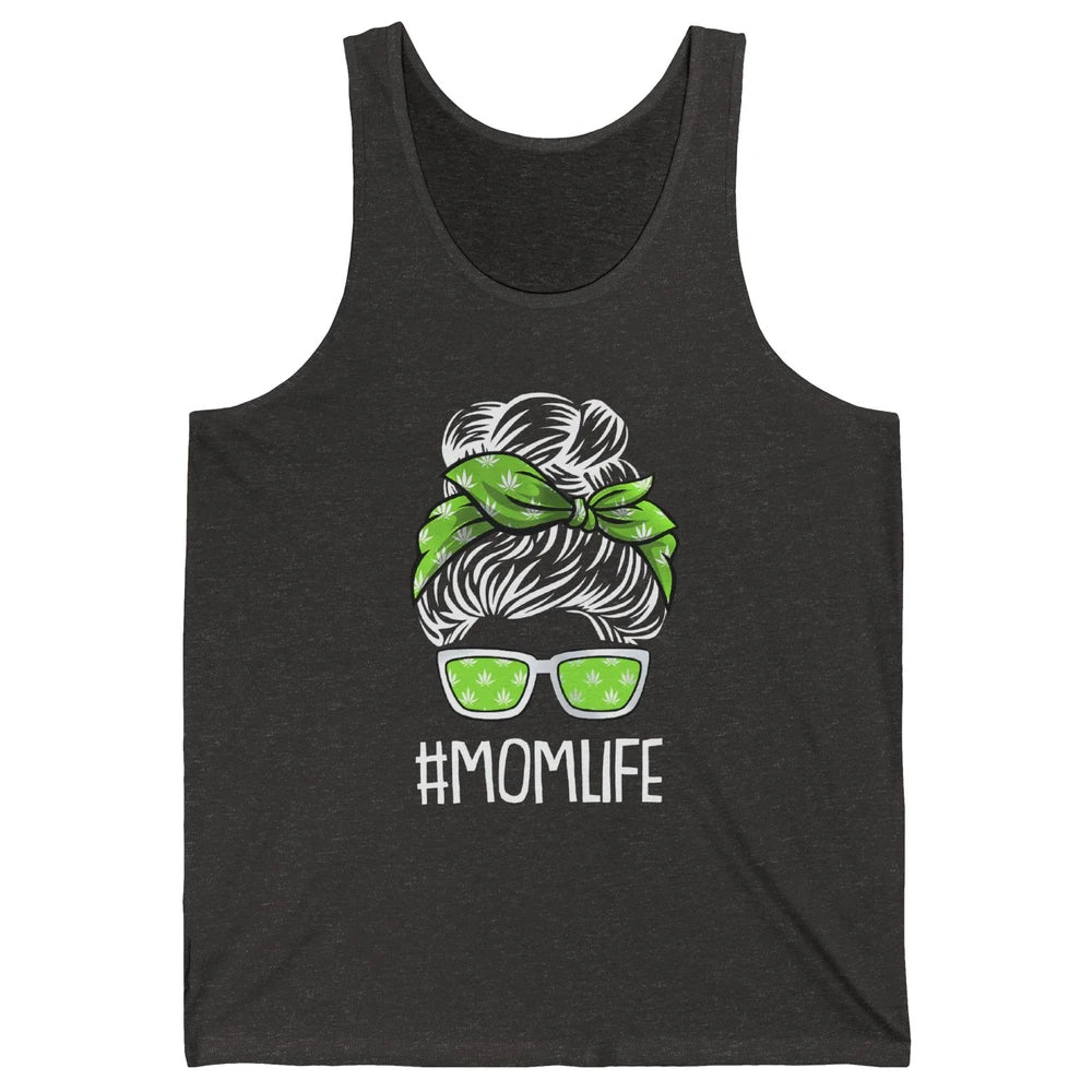 Mom Life Women Cannabis Weed Mom Lady Bun Unisex Jersey Tank