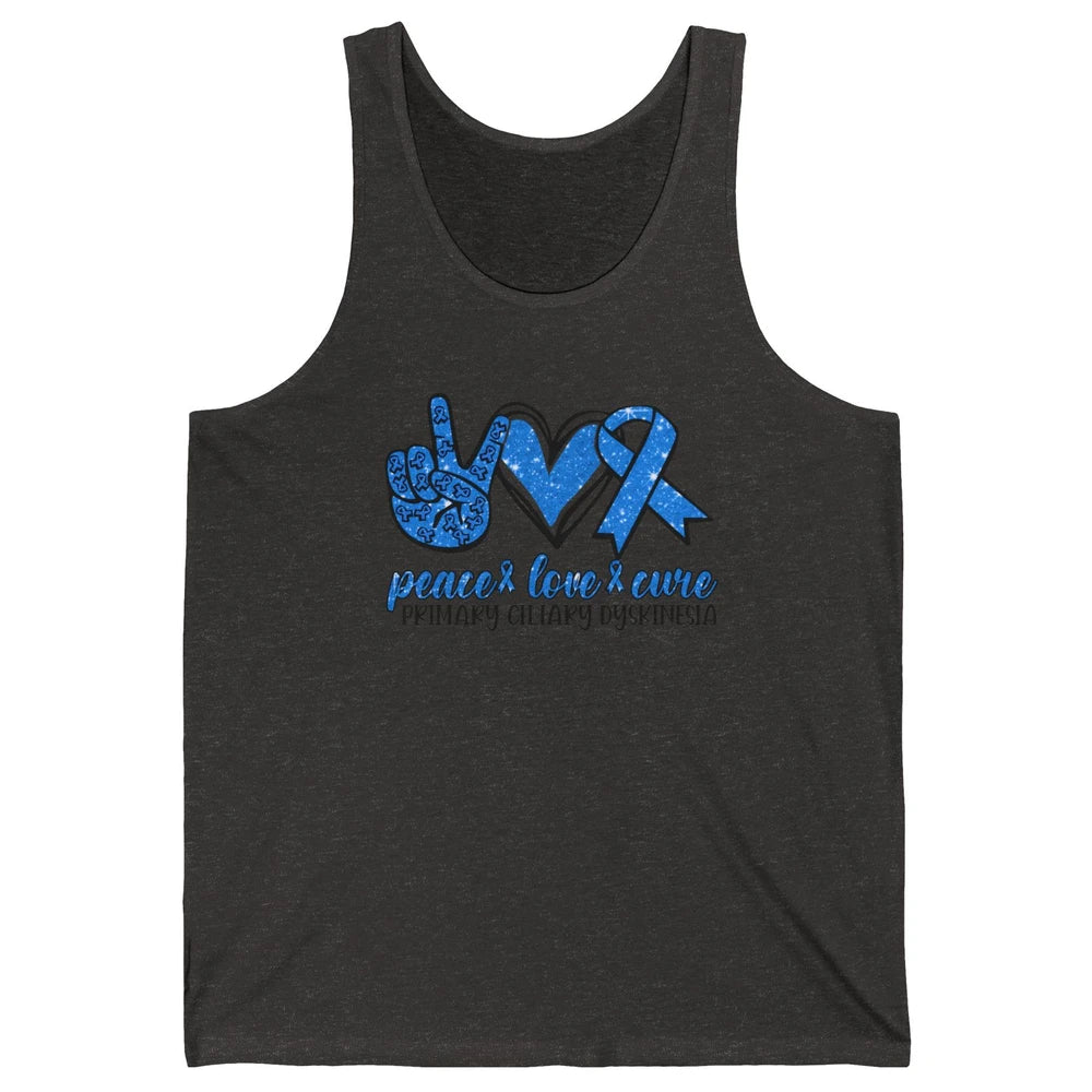 Primary Ciliary Dyskinesia Peace Love Cure Blue Ribbon Unisex Jersey Tank