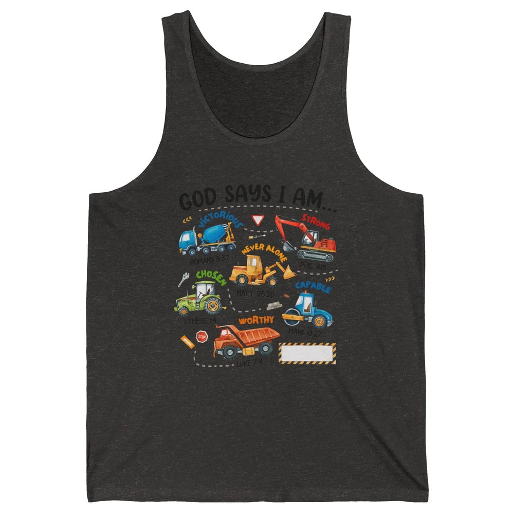 Construction Boy Christian God Say I'm Bible Verse Religious Unisex Jersey Tank