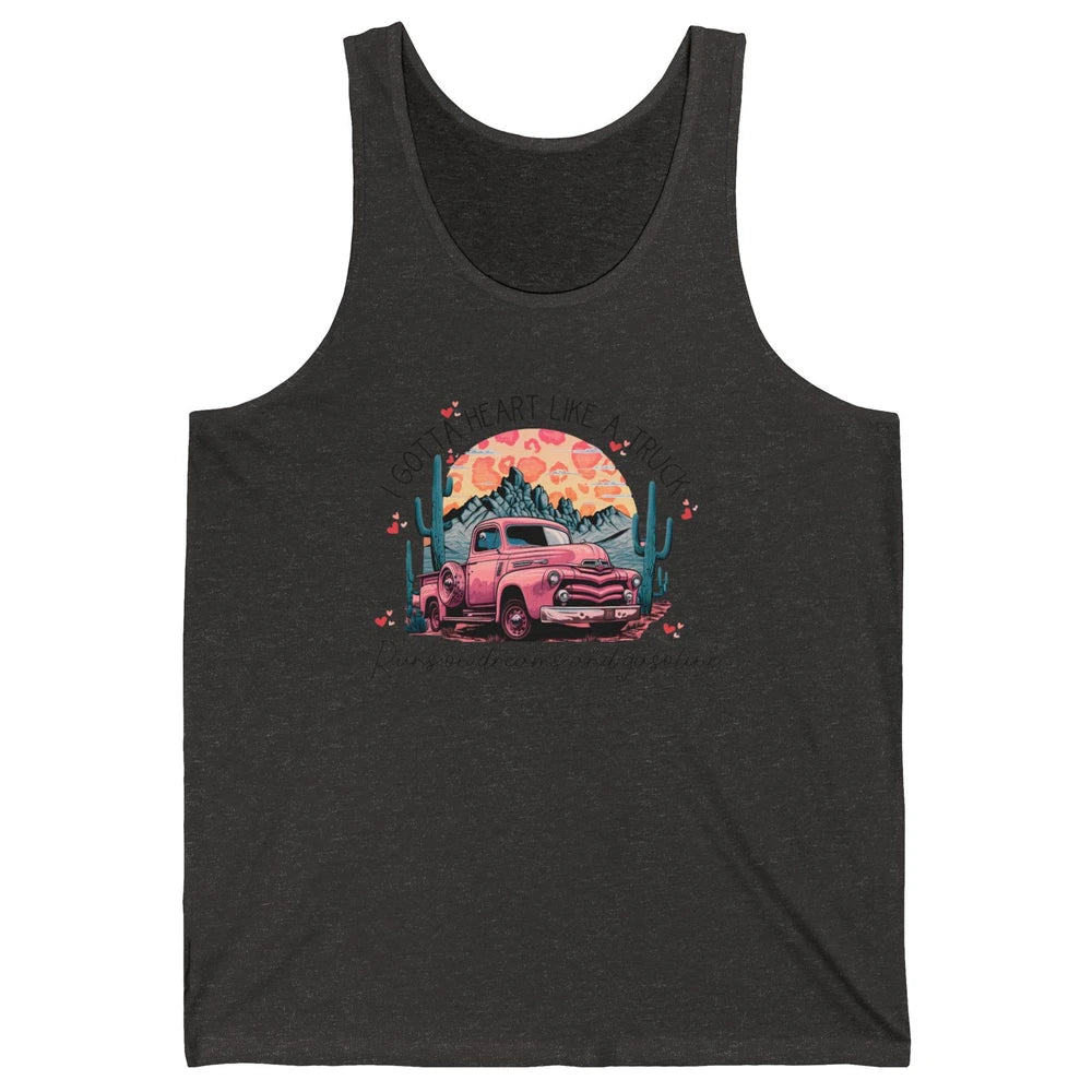 Retro Desert Cactus Got A Heart Like Truck Western Valentine Unisex Jersey Tank