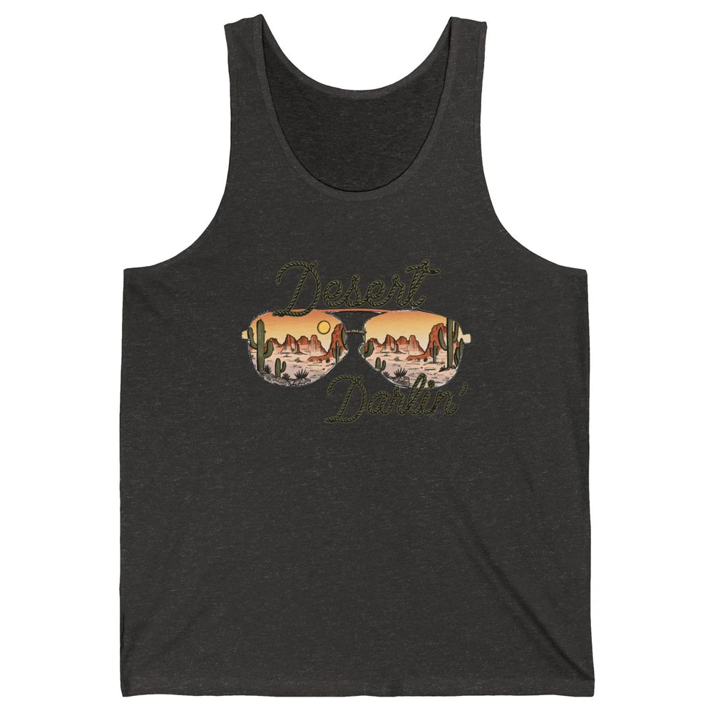 Retro Desert Darling Cactus Glasses Western Country Cowboy Unisex Jersey Tank