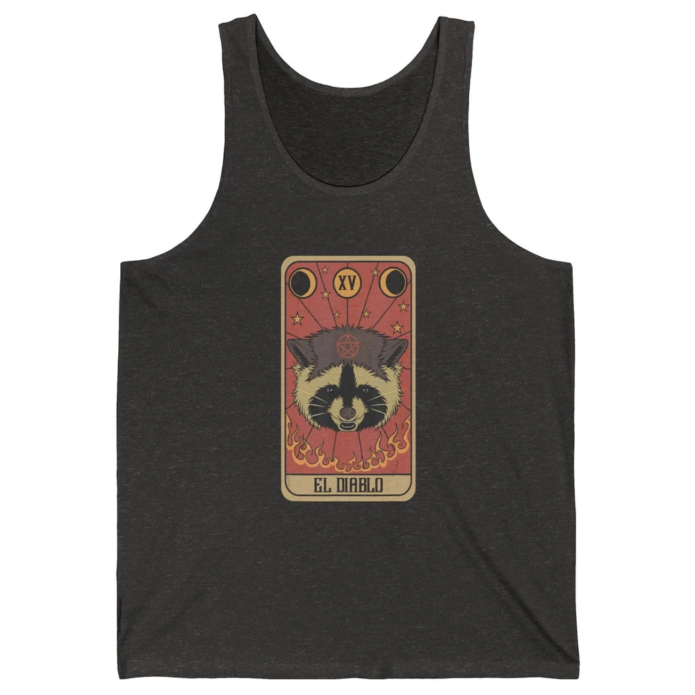 Raccoon Tarot Card Satanic Trash Panda Crescent Halloween Unisex Jersey Tank