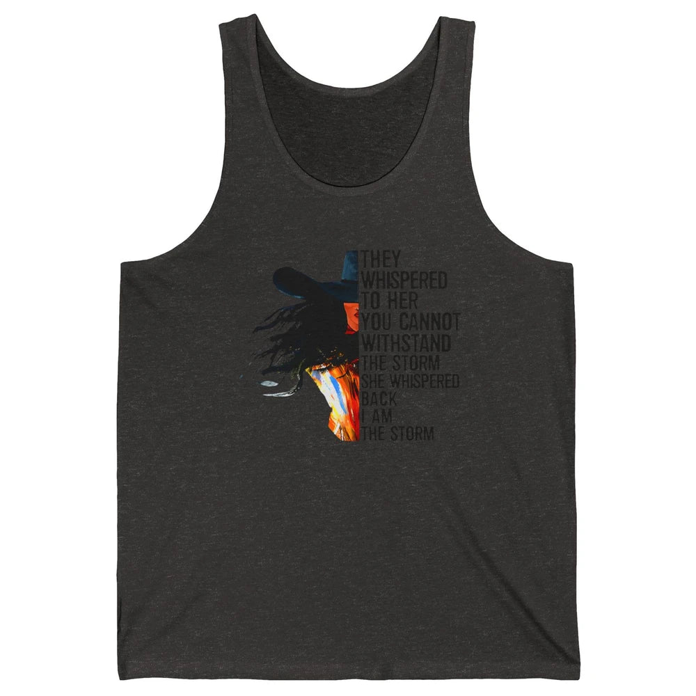 Retro Cowgirl She Whispered Back I Am The Storm Western Unisex Jersey Tank