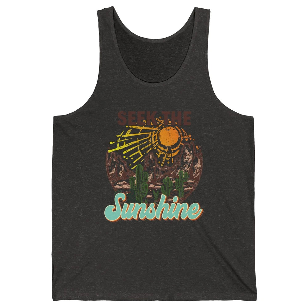 Retro Desert Cactus Seek The Sunshine Western Country Girls Unisex Jersey Tank
