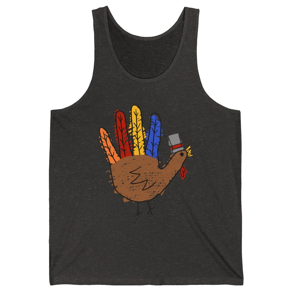 Thanksgiving Hand Turkey Funny Thanksgiving Teacher Thankful Unisex Jersey Tank
