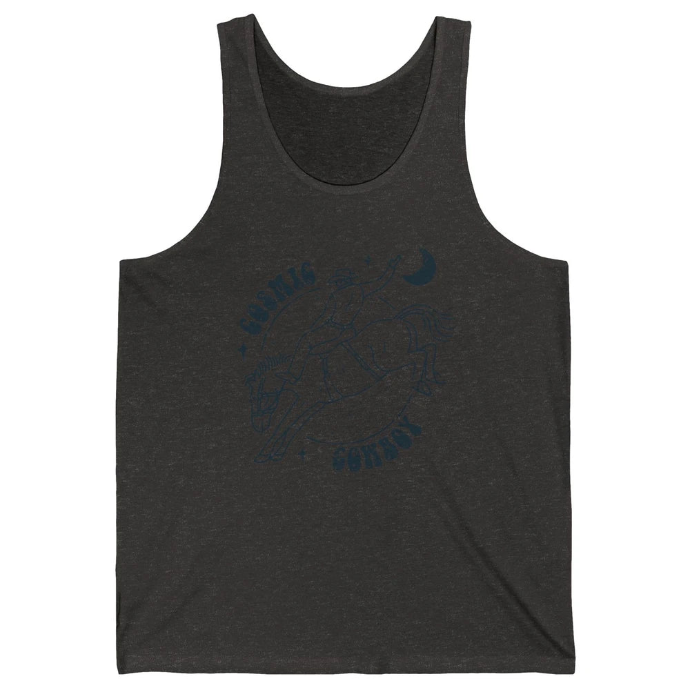 Retro Cowboy Riding Cosmic Cowboy Western Country Cowgirl Unisex Jersey Tank