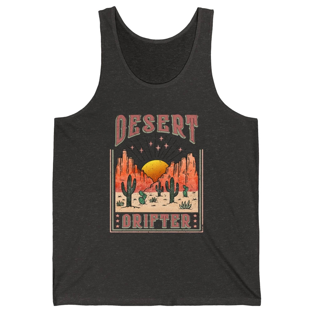 Retro Desert Cactus Sunset Desert Drifter Western Country Unisex Jersey Tank