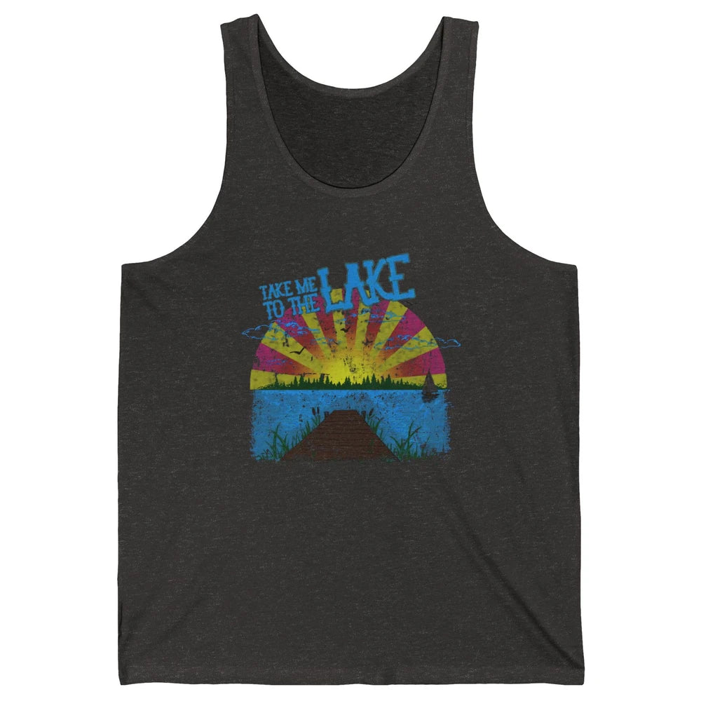 Retro Lake Life Take Me to the Lake Sunrise Summer Gift Unisex Jersey Tank