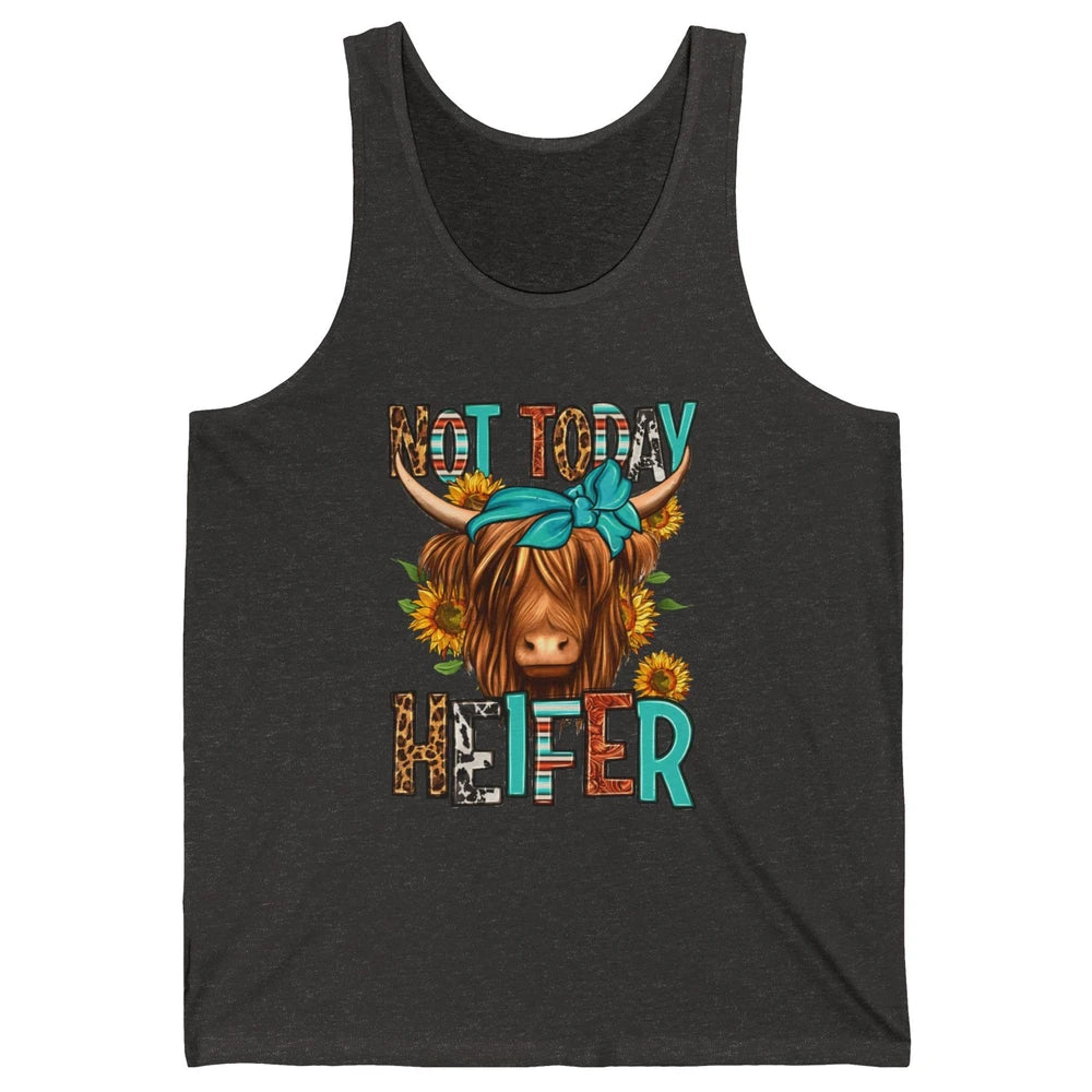 Leopard Highland Cow Bandana Not Today Heifer Western Animal Unisex Jersey Tank