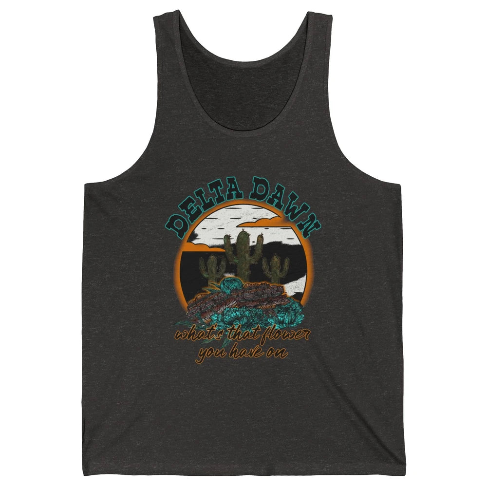Retro Desert Night Delta Dawn What's That Flower Western Unisex Jersey Tank