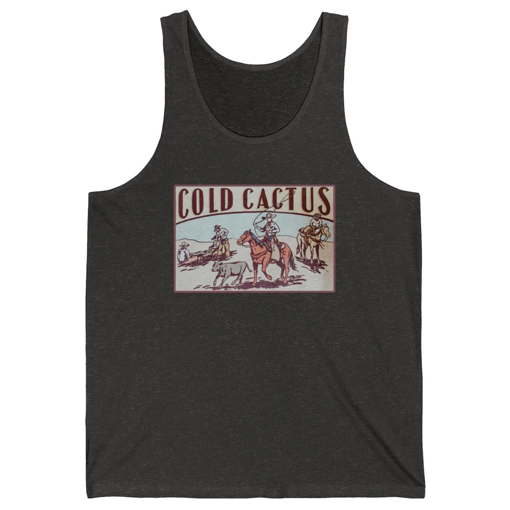Retro Cowboy Horseback Rider Cold Cactus Western Country Unisex Jersey Tank