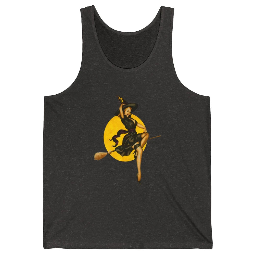 Pin Up Vintage Witch Pastel Witchcraft Halloween Spooky Goth Unisex Jersey Tank