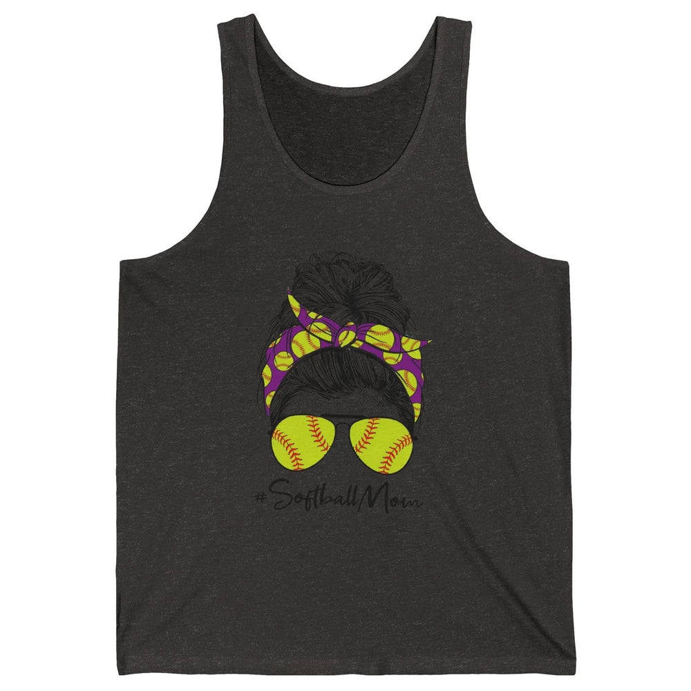Mom Life Softball Mom Bun Softball Headband Sunglasses Unisex Jersey Tank