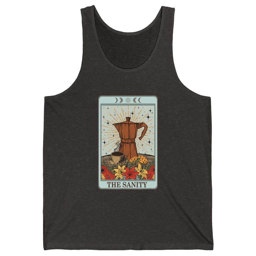 Retro Coffee Tarot Card The Sanity Floral Baker Moon Phases Unisex Jersey Tank