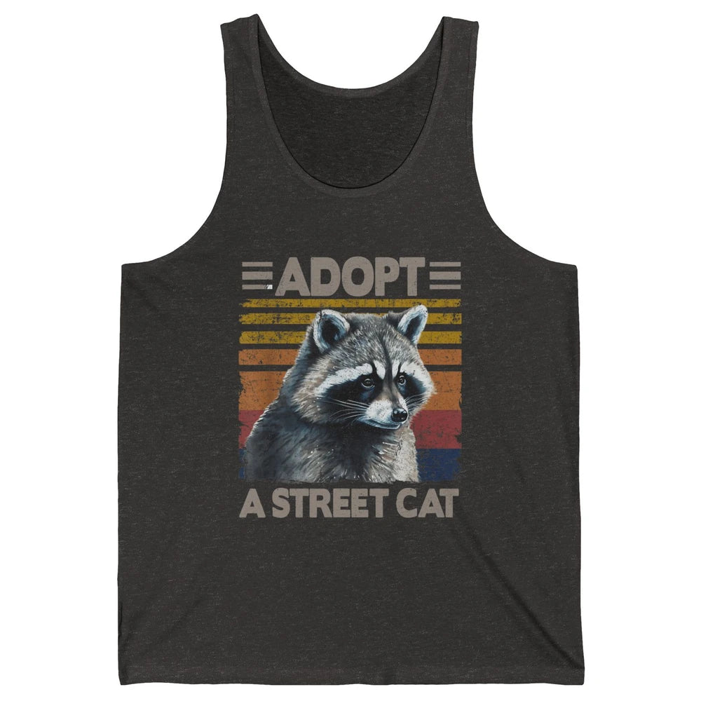 Retro Adopt A Street Cat Raccoon Watercolor Possum Adoption Unisex Jersey Tank