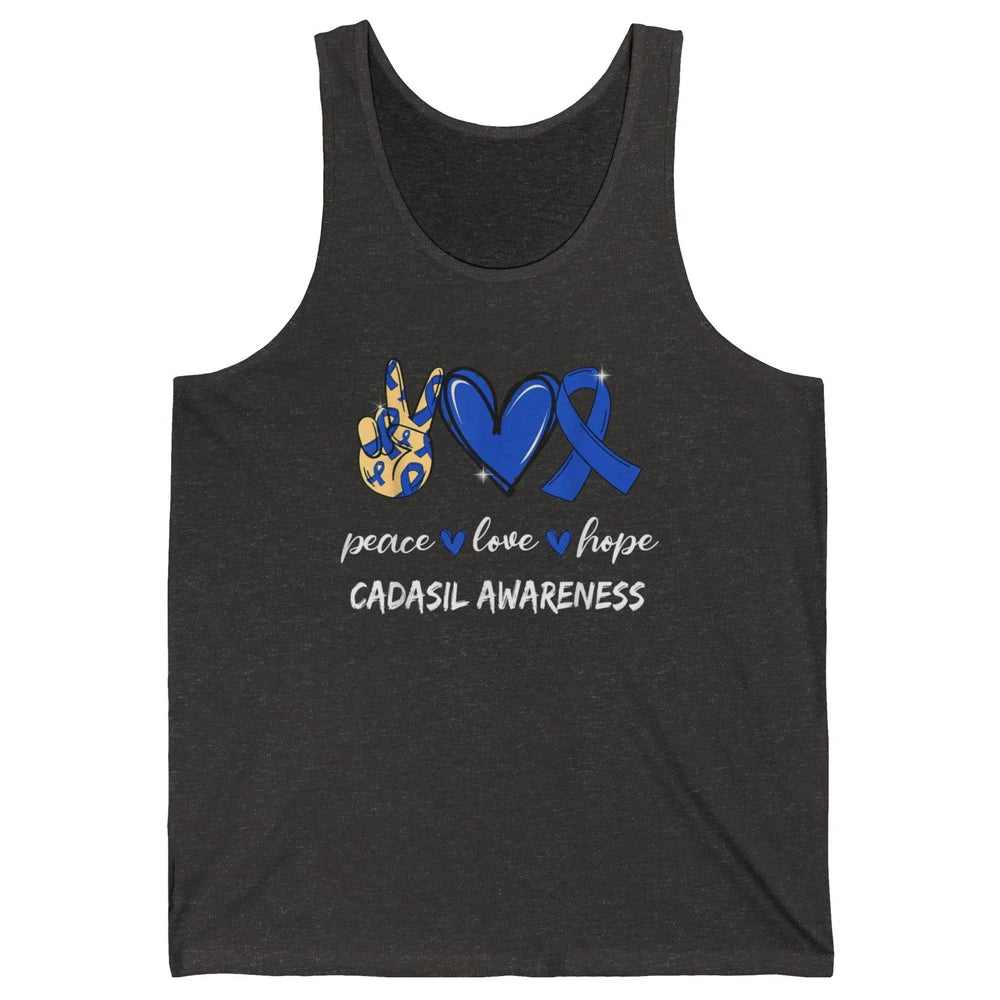 Peace Love Hope Heart Love Cadasil Awareness Blue Ribbon Unisex Jersey Tank