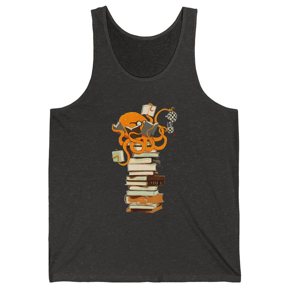Reading Books Octopus Tea Coffee Sea Animal Marine Bookish Unisex Jersey Tank