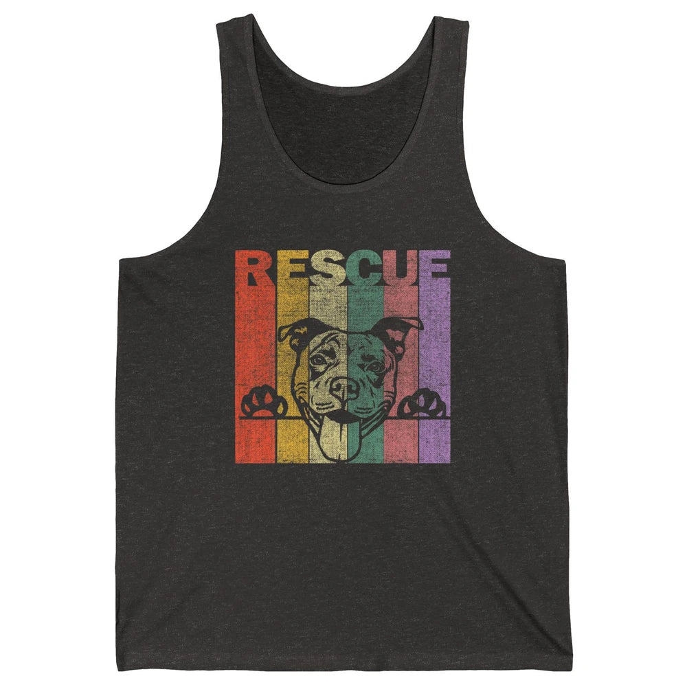 Rescue Dog Pitbull Puppy Adopt Vintage Funny Pet Rescuer Mom Unisex Jersey Tank