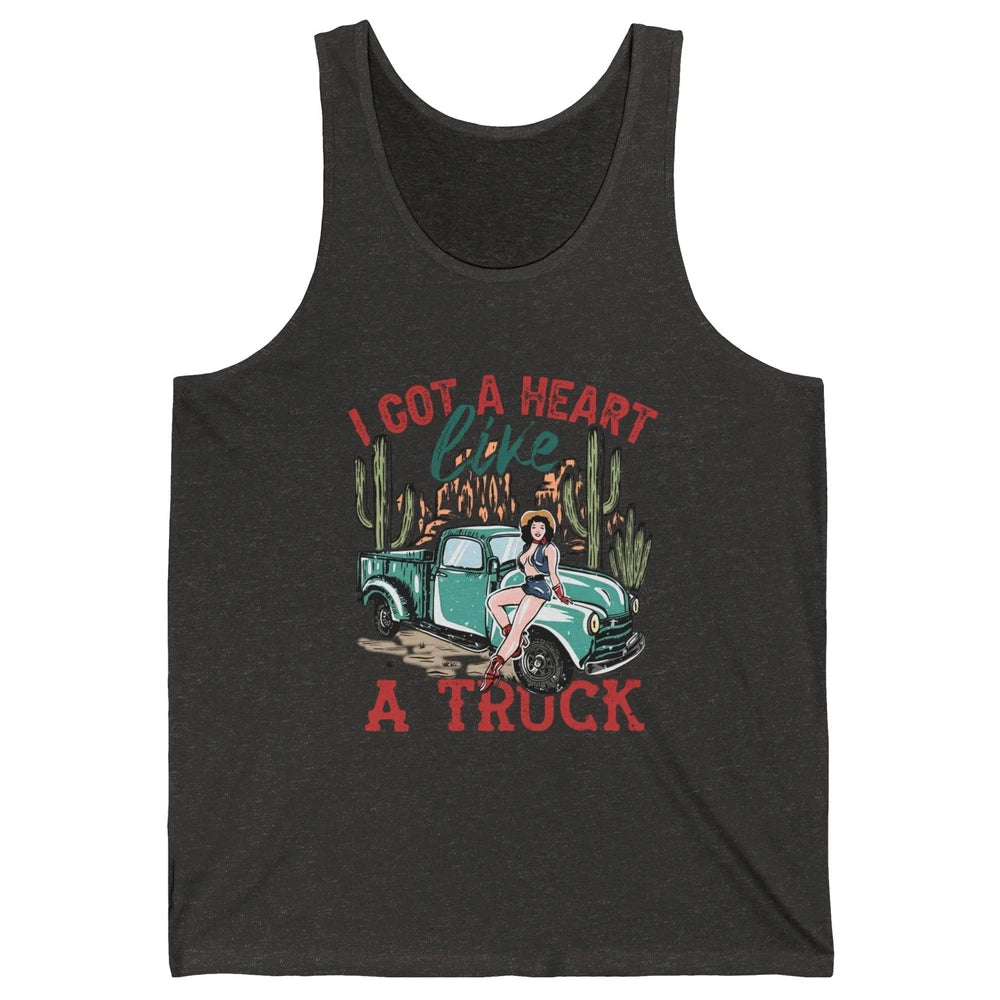 Retro Desert Cowgirl Got A Heart Like Truck Western Country Unisex Jersey Tank