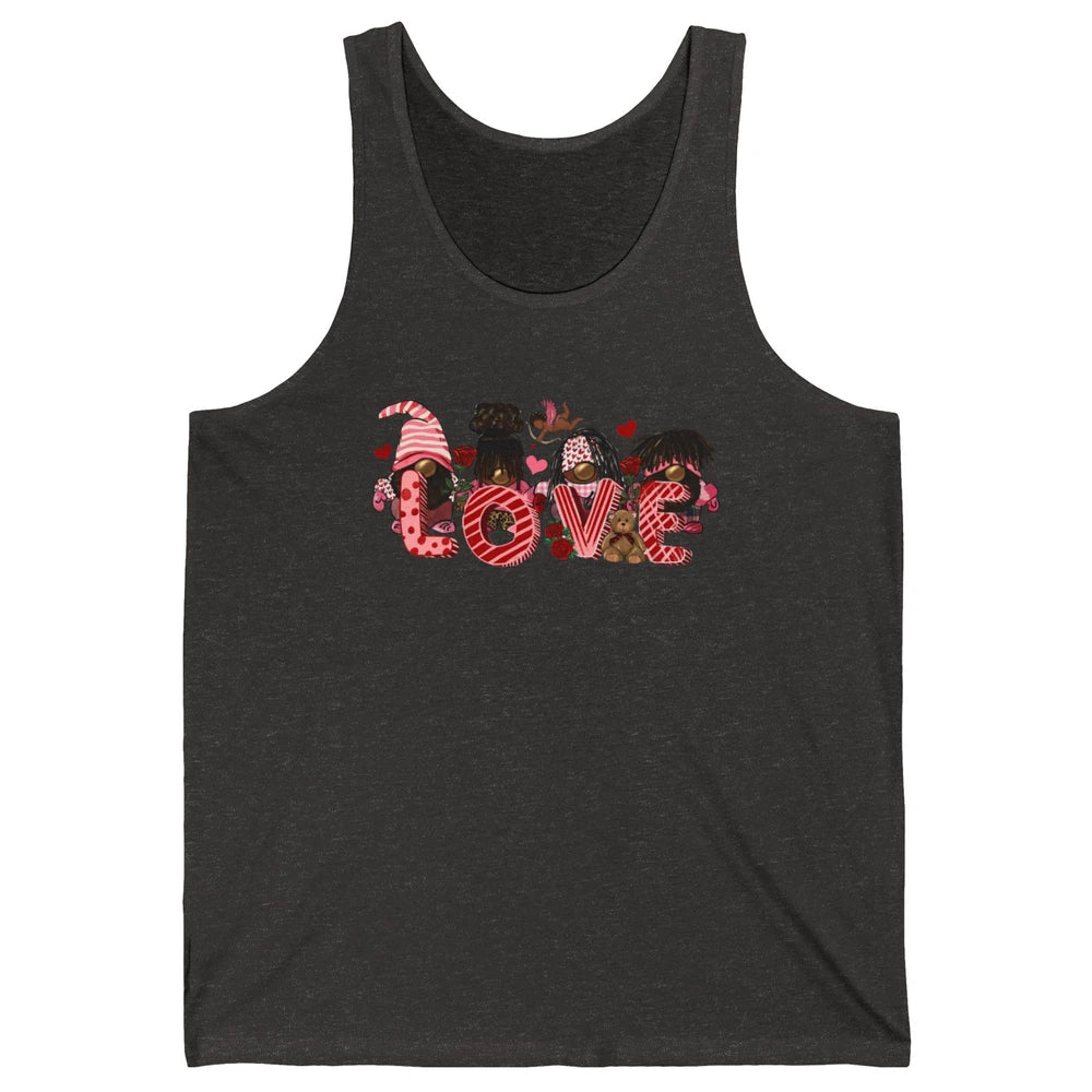 Afro Gnome Love Valentine African American Valentine's Day Unisex Jersey Tank