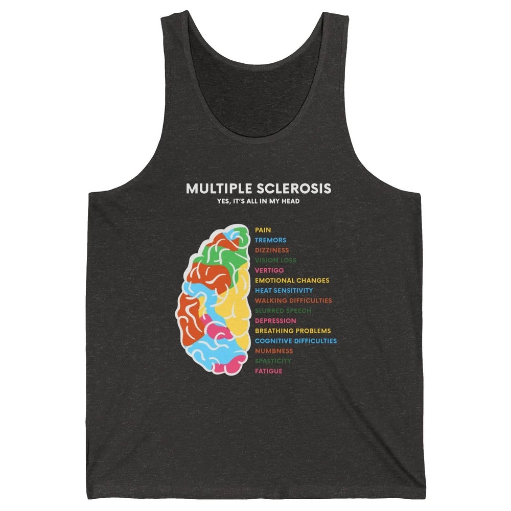 Multiple Sclerosis Awareness Its All In My Head Ms Ribbon Unisex Jersey Tank