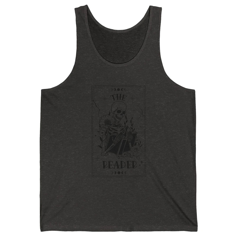 The Reader Skeleton Tarot Card Halloween Reader Book Lovers Unisex Jersey Tank