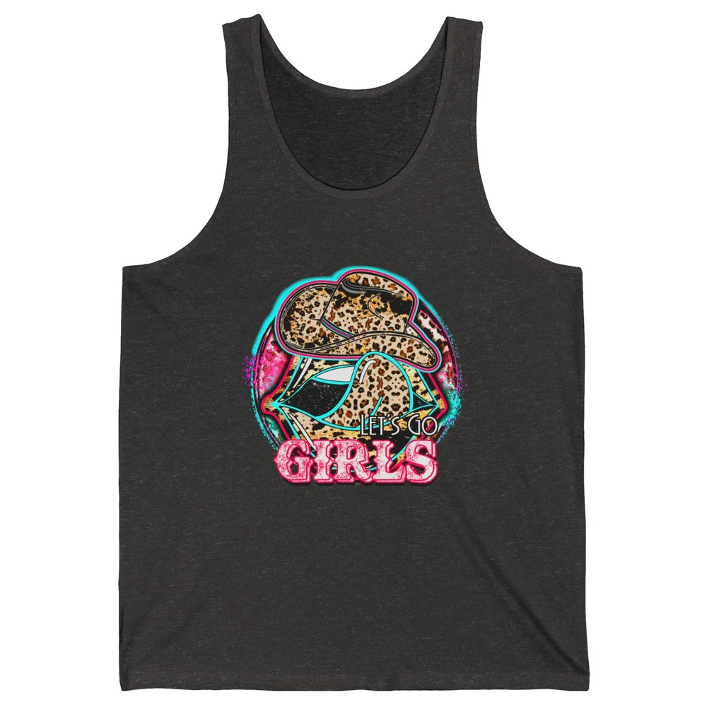 Retro Leopard Cowboy Boots Let's Go Girls Western Cowgirls Unisex Jersey Tank