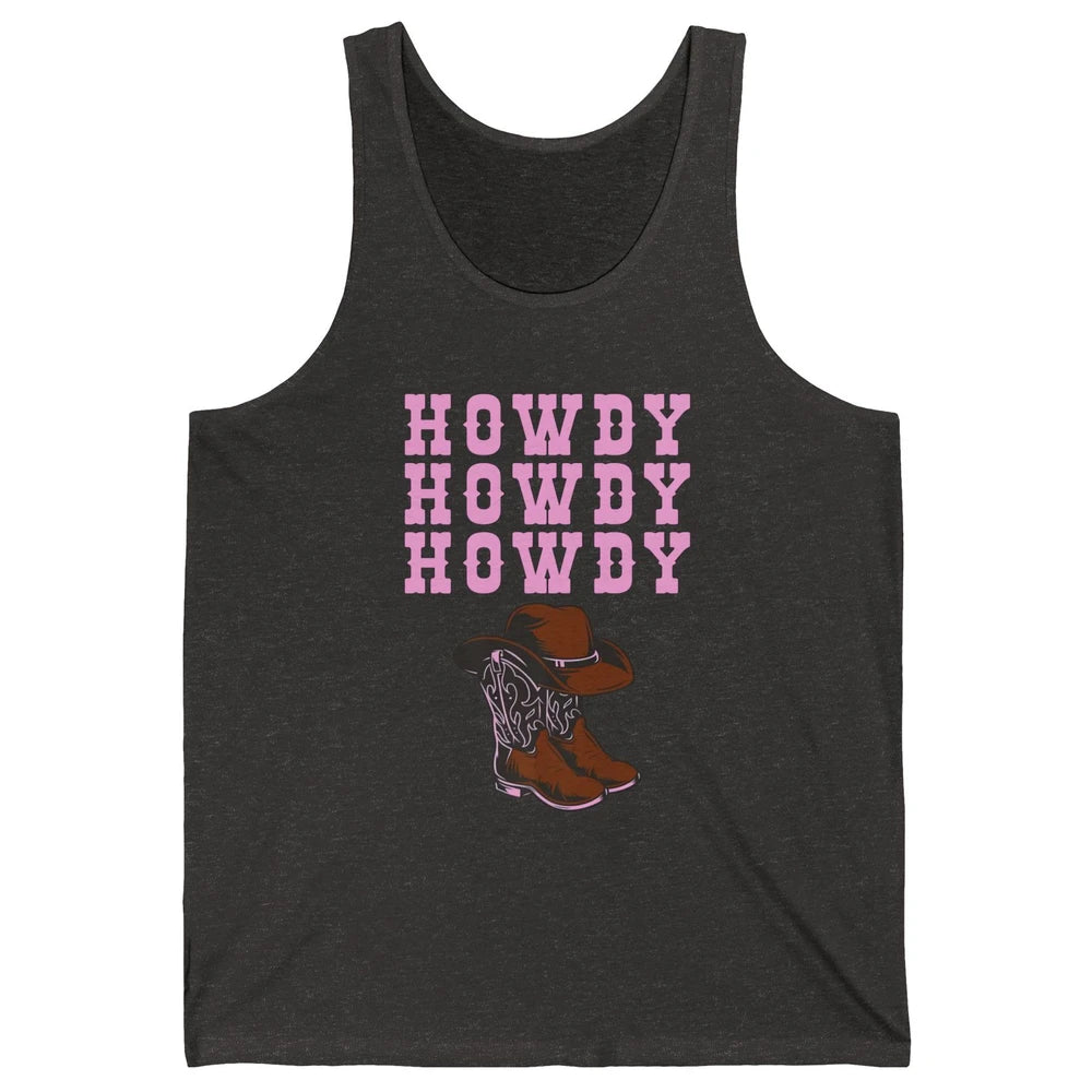 Retro Cowgirl Boots And Hat Howdy Western Country Cowboy Unisex Jersey Tank