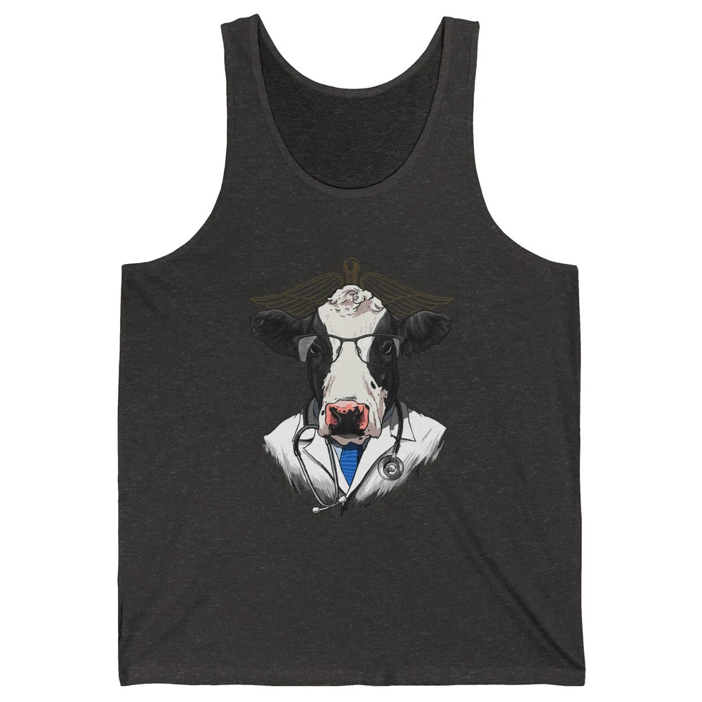Funny Cow Vet Doctor Physician Surgeon Vet Tech Veterinarian Unisex Jersey Tank