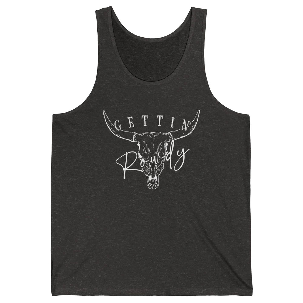 Retro Bull Skull Getting Rowdy Western Bridal Honeymoon Unisex Jersey Tank