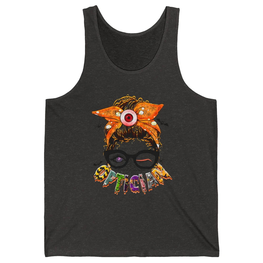 Optician Halloween Women Messy Bun Optometrist Ophthalmic Unisex Jersey Tank