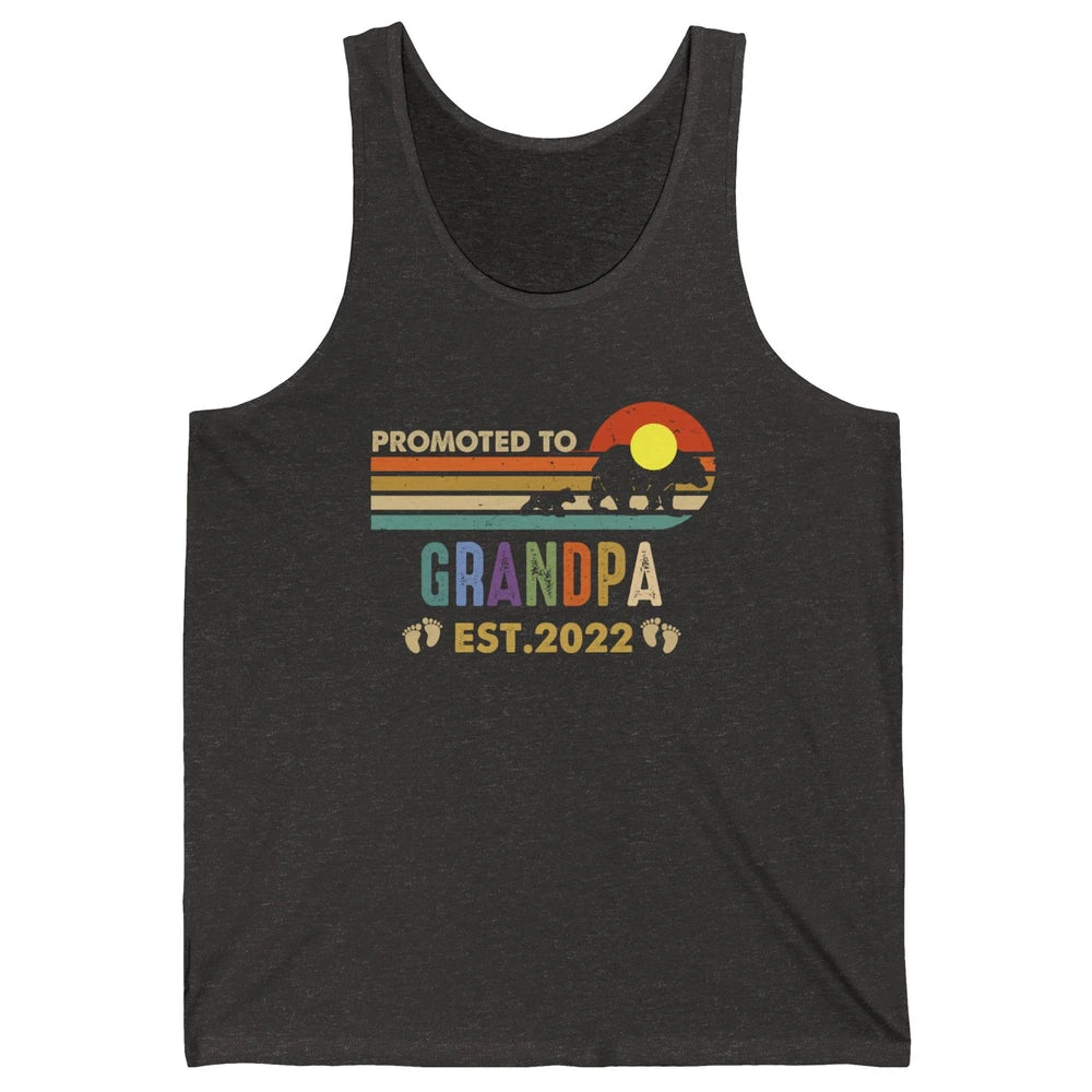 Retro Bear Sunset Promoted To Grandpa Est 2022 Grandpa Gift Unisex Jersey Tank