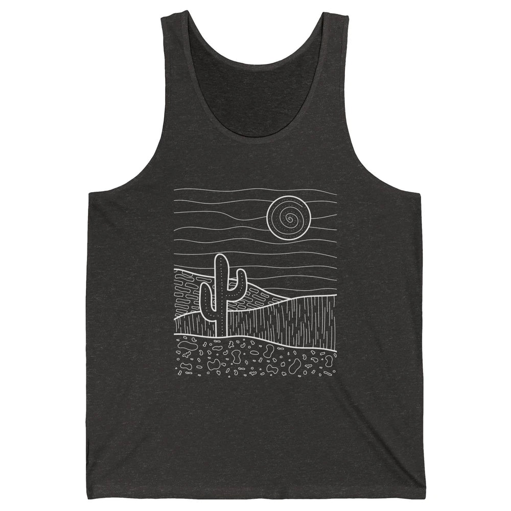 Abstract Desert Cactus Sunset Western Country Minimalist Unisex Jersey Tank