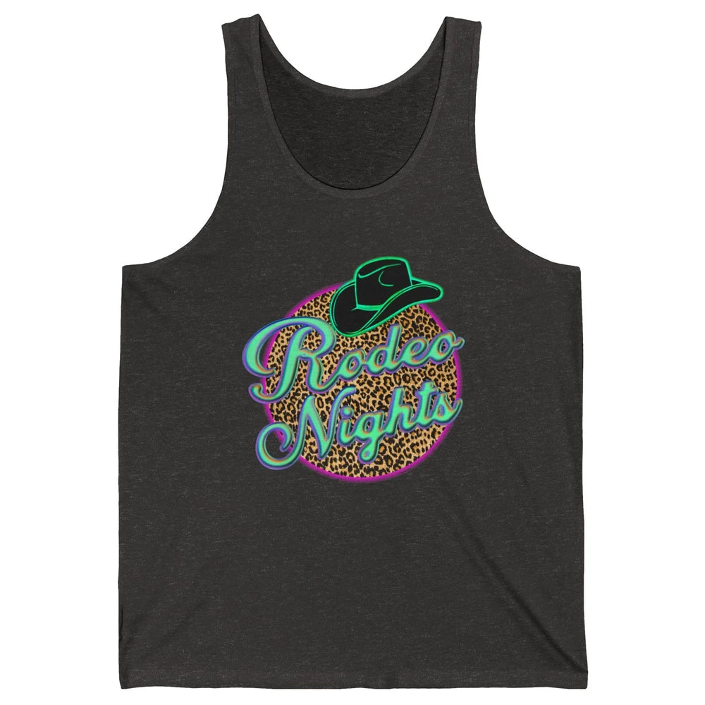 Retro Leopard Cowboy Hat Rodeo Night Western Country Cowgirl Unisex Jersey Tank