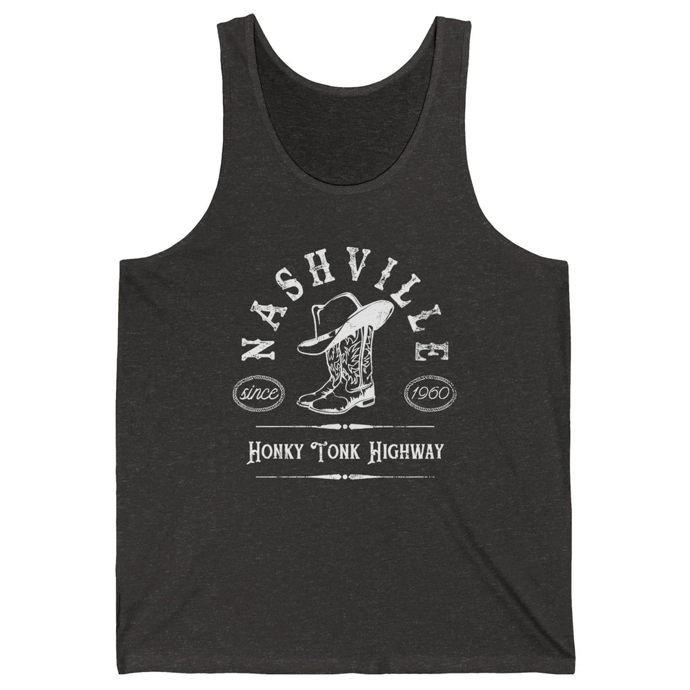 Retro Cowboy Boots Hat Nashville Honky Tonk Highway Western Unisex Jersey Tank