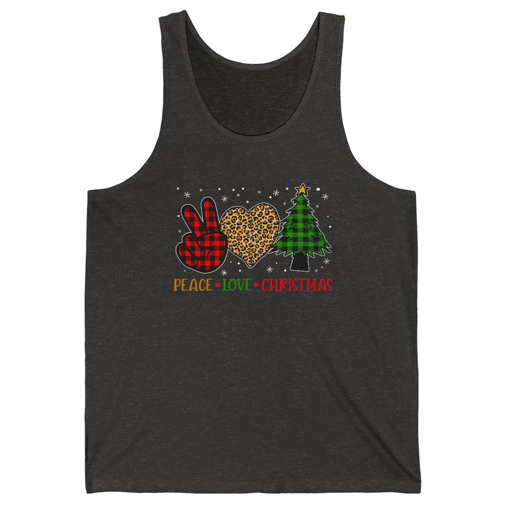 Peace Love Christmas Cute Christmas Heart Plaid Xmas Gift Unisex Jersey Tank