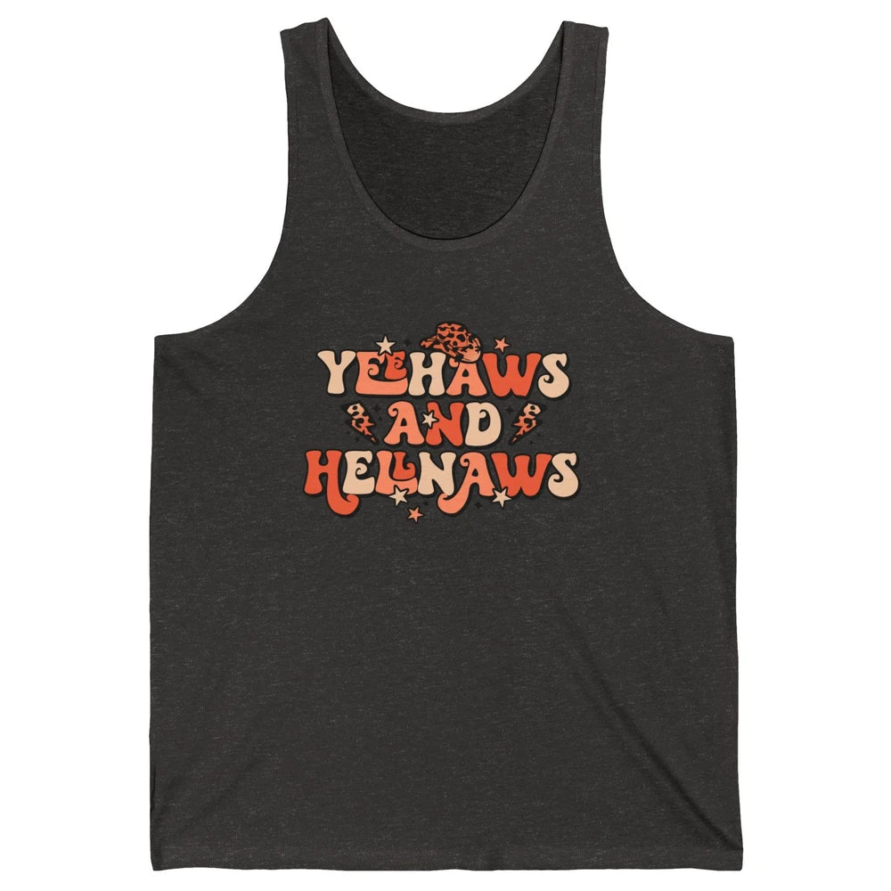 Retro Cowboy Leopard Yeehaws And Hell Naws Western Country Unisex Jersey Tank