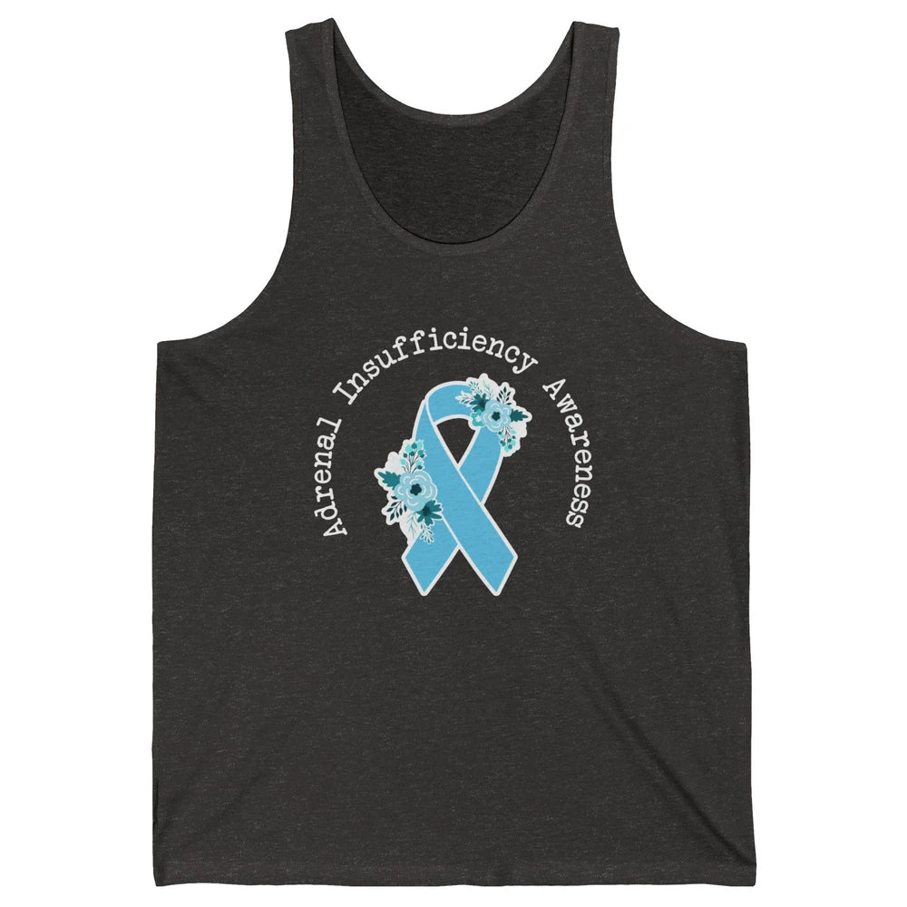Adrenal Insufficiency Awareness Floral Light Blue Ribbon Unisex Jersey Tank