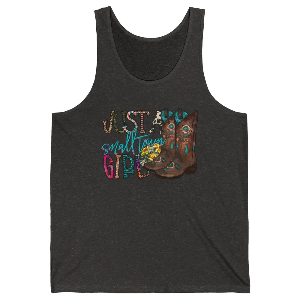 Retro Cowgirl Boots Just A Small Town Girl Western Country Unisex Jersey Tank