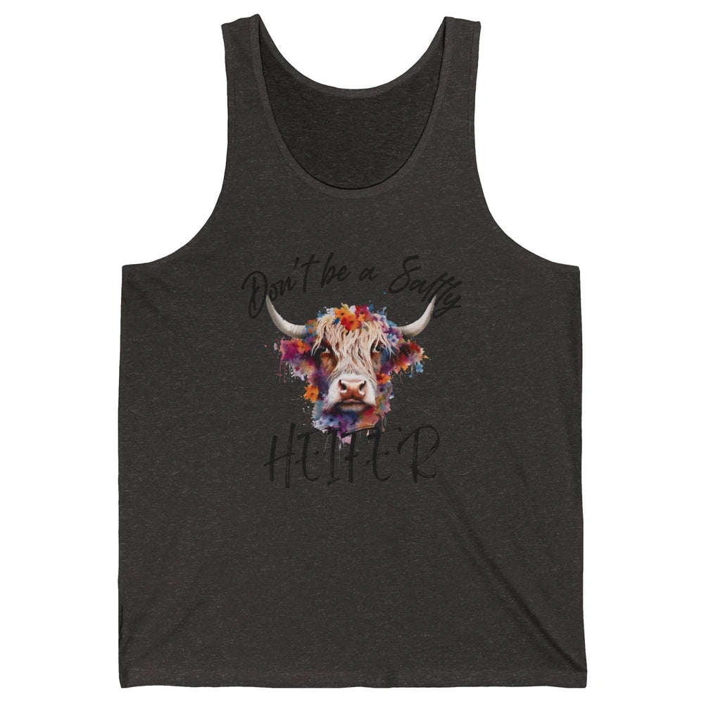 Floral Long Haired Cow Don't Be A Salty Heifer Western Farm Unisex Jersey Tank